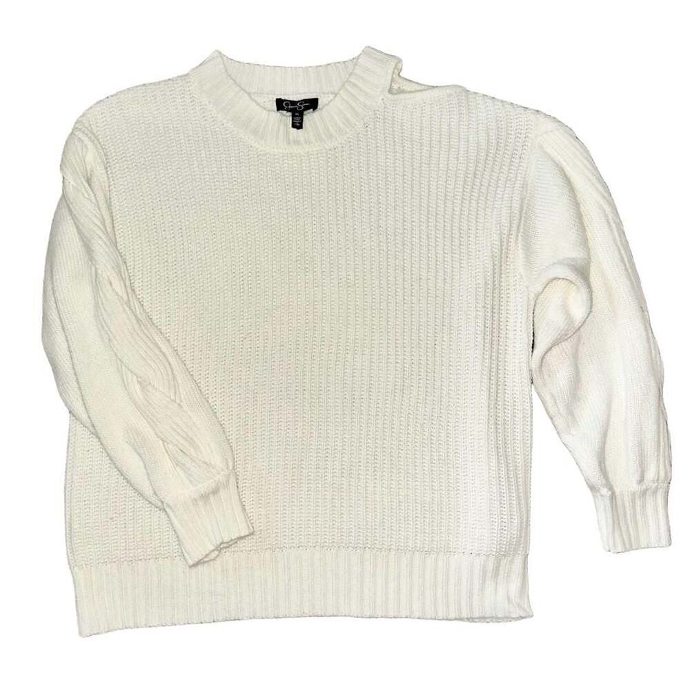 Jessica Simpson Women's Ribbed Knit Pullover Sweater withโ Cable Detail Sleeves